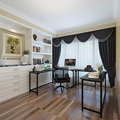 SZXKT L Shaped Desk Home Office Corner Desk 67" Computer Table Sturdy Gaming Desk Wooden Table Workstation Reversible Modern Simple Multi-Usage Desk with Storage Bag Space-Saving Writing Desk（Black）