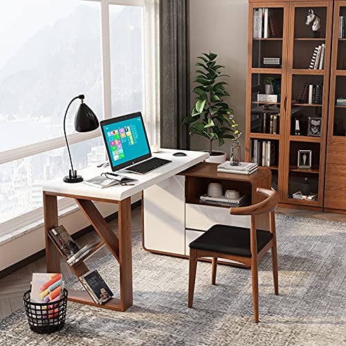 Multifunctional Computer Desk with Bookshelf, Rotatable Locker, and Hidden Keyboard Tray - 1.2m