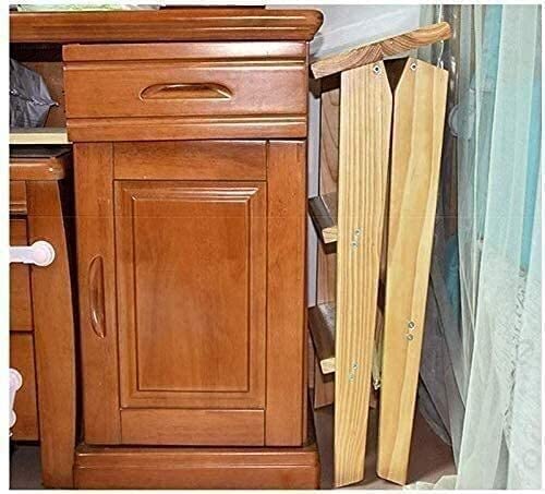 LUCEAE 3-Step Sturdy Folding Wooden Step Ladder, Non-Slip Wide Tread, Portable for Home/Kitchen/Loft/Camping