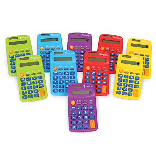 Learning Resources Rainbow Calculator & Storage Chart, Set of 30 Classroom Calculators, Ages 3+