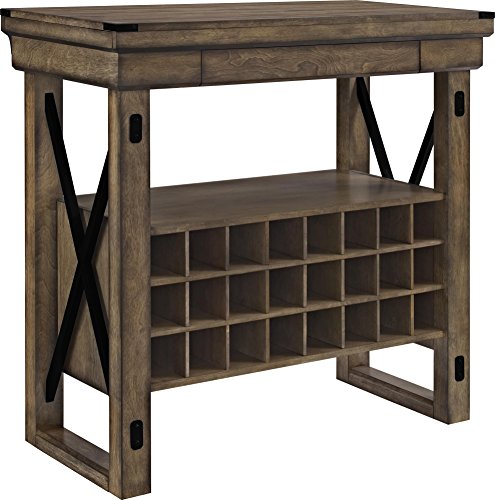 Altra Furniture Wildwood Wood Veneer Bar Cabinet, Rustic Gray