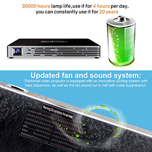 Mini Projector,  Portable Wi-Fi Mini Projector for iPhone Android Laptop PC, 100 ANSI lm High-Contrast Outdoor Pocket Cinema, DLP, 120" Picture, Android 7.1, Compatible with HDMI, USB, MicroSD