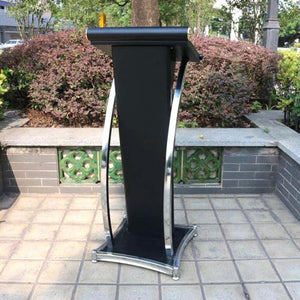 EESHHA Portable Curved Metal Lectern Podium Stand - Black, 4'