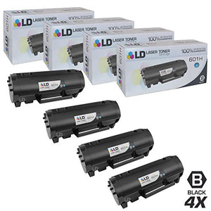 LD Compatible Toner Cartridge Replacement for Lexmark 601H 60F1H00 High Yield (Black, 4-Pack)