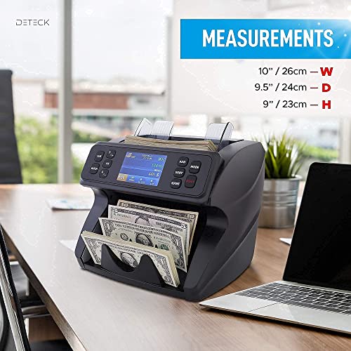 DETECK DT40P Printer and DT600 Bank Grade Money Counter Machine Mixed Denomination, Multi Currency Value Counting Money Machine, Serial Number, 2CIS/UV/IR/MG/MT Counterfeit Detection