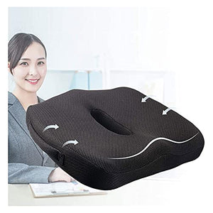 HHWKSJ Cushion - Portable Seat Cushion for Chairs, Car, Office, Commute, Airplane, Wheelchair - Relieve Sciatica, Coccyx/Tailbone & Back Pain - Ergonomic Design - Long Lasting (Black)