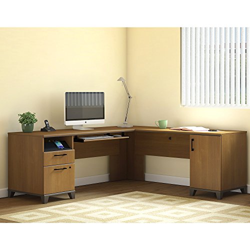Bush Furniture Achieve L-Desk in Warm Oak