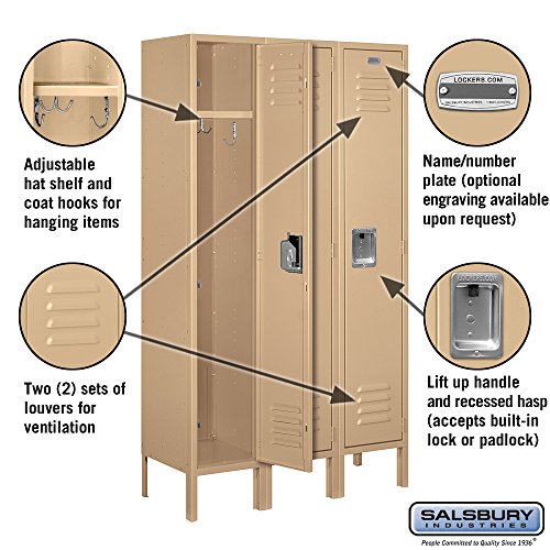 Salsbury Industries 61352TN-U Single Tier 36-Inch Wide 5-Feet High 12-Inch Deep Unassembled Standard Metal Locker, Tan Brown