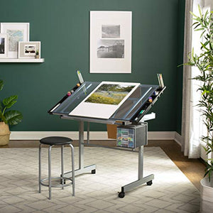SD Studio Designs Vision Modern Metal Drafting Table with Angle Adjustable Top