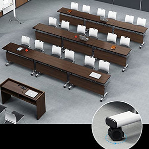 None Foldable Meeting Table Set of 3 with Modesty and Lockable Wheels