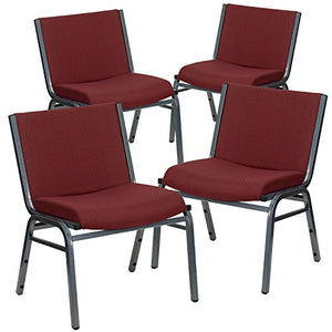 Flash Furniture 4 Pk. HERCULES Series Big & Tall 1000 lb. Rated Burgundy Fabric Stack Chair
