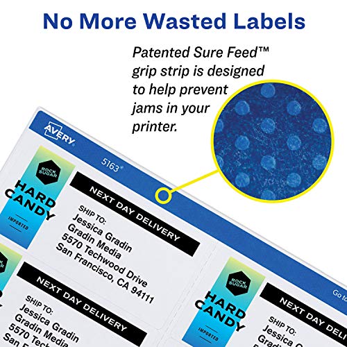 Avery Shipping Address Labels, Laser Printers, 3,000 Labels, 3-1/3x4 Labels, Permanent Adhesive, TrueBlock (5-pack 5164)