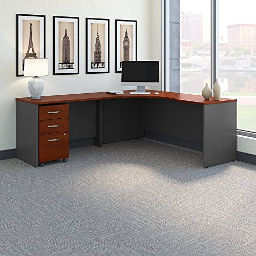 Bush Business Furniture Series C 72W Left Handed Corner Desk with 48W Return and Mobile File Cabinet in Hansen Cherry