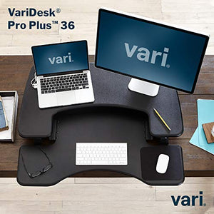 VariDesk Pro Plus 36 by Vari – Dual Monitor Standing Desk Converter – Work or Home Office Sit to Stand Desk – 11 Height Adjustable Settings with Spring Loaded Lift – No Assembly Required