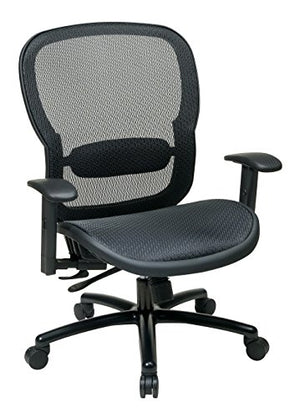 SPACE Seating Big and Tall Mesh Back and Seat, 2-to-1 Synchro Tilt Control Adjustable Arms and Lumbar Support with Black Base Managers Chair