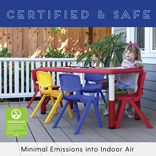 ECR4Kids 12 inch Plastic Stackable Classroom Chairs, Indoor/Outdoor Resin Stack Chairs for Kids, Blue (10-Pack)