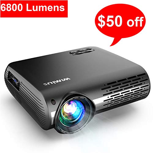 Projector, WiMiUS Upgrade 6800 Lumens Projector Native 1920x1080 Video Projector Support 4K Netflix 200'' Display, 4D ±50° Keystone Correction, Zoom Function for Movies and PPT Presentation