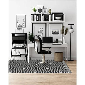 TRP Artisan Foldable Rectangular Office Chair Mat 96"W x 120"L | Pretty Print Jacquard Weave Heavy Cotton Backing | Charcoal Gray, Water & Stain Proof