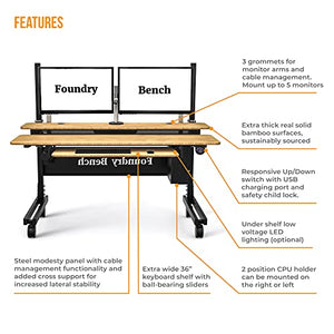 VERSADESK Foundry Bench 36" Wide x 30" Deep Dual Motor Electric Height Adjustable Standing Computer Desk