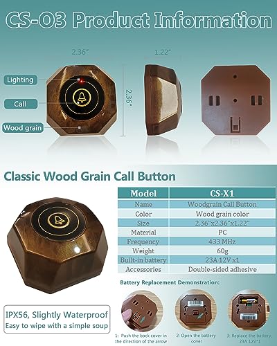 WNKRUN Restaurant Pager System Wireless Calling System with Display Screen, Remote Control, Watch Pagers, and Call Buttons