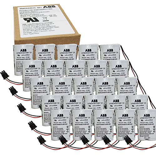 XIAOXX (25-Pack) 3600mAh 3HAC044075-001/01 7.2V SMB Battery for ABB Robot CPU ABBTA521 ABB3HAC16831-1