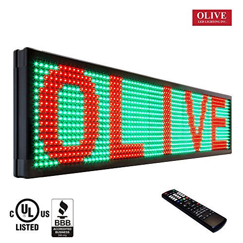 OLIVE LED Sign 3Color, RGY, P26, 36"x52" IR Programmable Scrolling Outdoor Message Display Signs EMC - Industrial Grade Business Ad Machine.