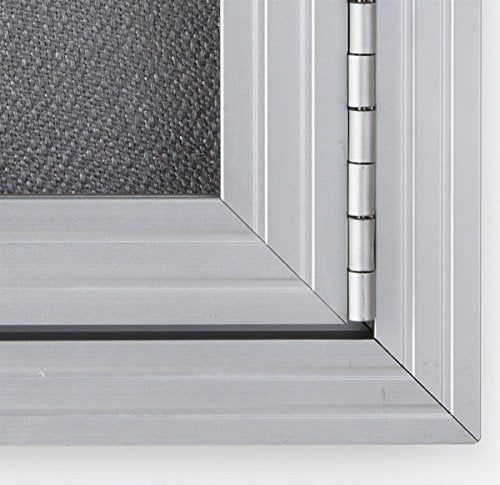 72 x 36 Inch Fabric Tack Board, 3 Locking Swing-Open Doors, 6 x 3 Foot Enclosed Bulletin Board for Wall Mount, Hardware Included - Silver Aluminum Frame with Light Gray Fabric