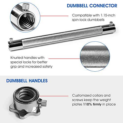 Yes4All Adjustable Dumbbells 40, 50, 52.5, 60, 105 to 200 lbs with Connector Options for Strength Training (P. Dumbbell Adjustable - 190 lbs + Connector)