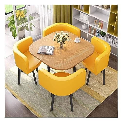 WEBERT Modern Minimalist Office Reception Table and Chair Set - 1 Table 4 Chairs