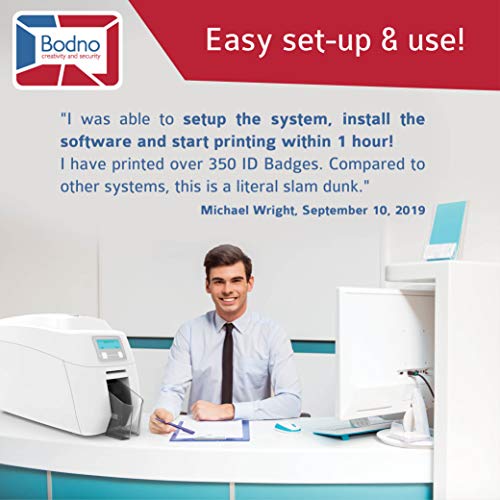 Magicard 300 Single Sided ID Card Printer & Complete Supplies Package with Bodno ID Software - Bronze Edition