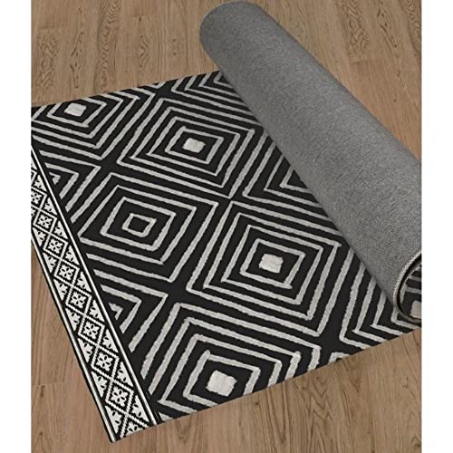 TRP Artisan Foldable Rectangular Office Chair Mat 96"W x 120"L | Pretty Print Jacquard Weave Heavy Cotton Backing | Charcoal Gray, Water & Stain Proof