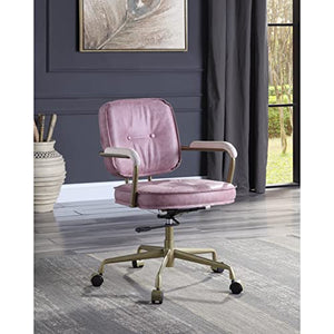 Generic Vintage Industrial Style Swivel Leather Office Chair - Pink Abstract Mid-Century Modern