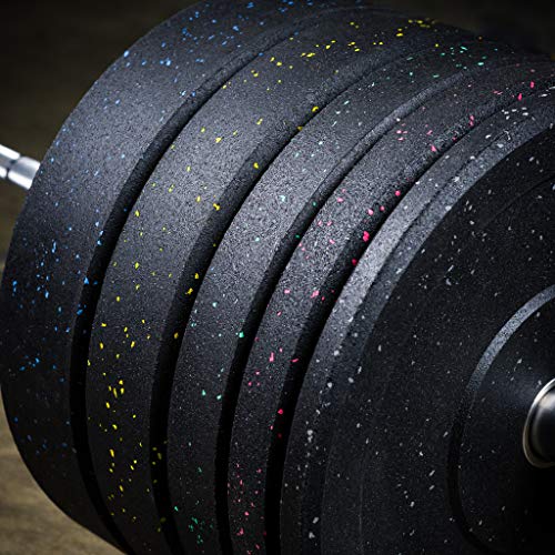 GRIND Fitness Fleck Crumb Rubber Plates, Colored Olympic Weight Plates, Bumper Free Weights for Weight Lifting and Strength Training, Sold in Pairs, 2" Steel Insert (45lb Pair)