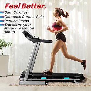 SereneLife Foldable Digital Home Gym Treadmill | Smart Auto Incline Exercise Machine with Downloadable App | Large Running Treadmill with MP3 Player & Stereo Speakers | 2.5HP, 10MPH Speed - SLFTRD35