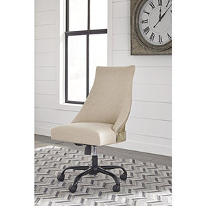 Ashley Furniture Signature Design - Adjustable Swivel Office Chair - Manual Tilt - Casual - Linen - Nailhead Trim