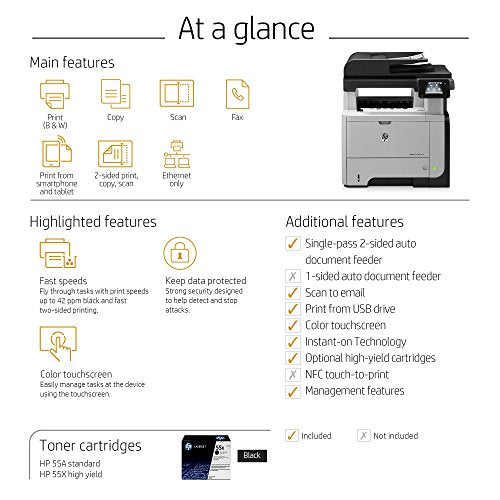 HP Laserjet Pro M521dn All-in-One Laser Printer, Amazon Dash Replenishment Ready (A8P79A)