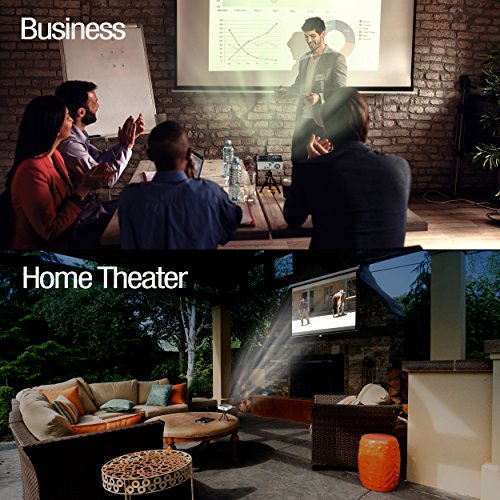 AAXA P6 Mini LED Projector (New 2018 Model) with Rechargeable Battery - Supports 1080p HD, Compatible with Fire TV, iPhone, iPad, PS4, Xbox, HDMI, Onboard Media Player, for Home Theater, Business