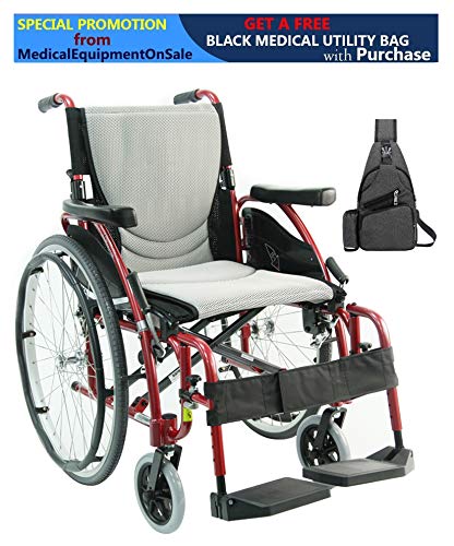 Karman Healthcare S-Ergo 125 Ergonomic Wheelchair, 18" Seat Width, Red Frame