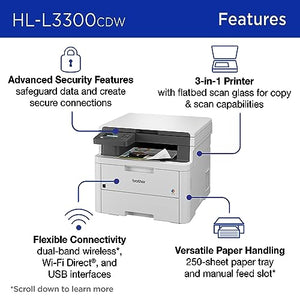 Brother HL-L3300CDW Wireless Color Multi-Function Printer with Laser Quality Output | Copy, Scan, Duplex, Mobile | 4 Month Refresh Subscription Trial | Amazon Dash Replenishment Ready
