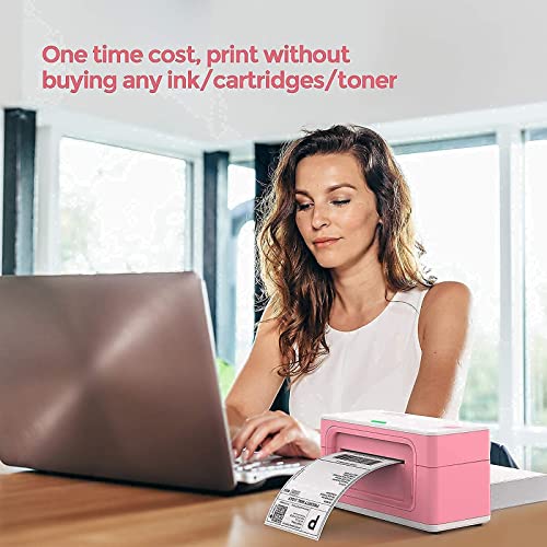 MUNBYN Pink Label Printer with Shipping Scale, Label Holder,Stack of Thermal Labels
