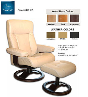 ScanSit 110 Black Leather Recliner Norwegian Ergonomic Scandinavian Lounge Reclining Chair 110 ScanSit Large Recliner Furniture Espresso Wood by Hjellegjerde