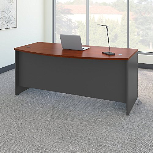 Bush Business Furniture Series C 72W x 36D Bow Front Desk with 3/4 Pedestals in Hansen Cherry