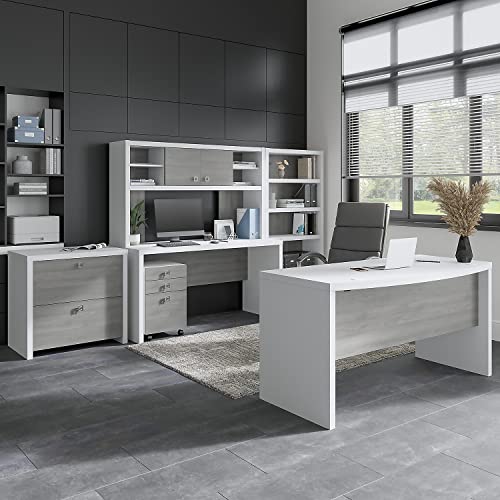 Bush Business Furniture Echo Collection Mobile Cabinet | Under Desk Filing Drawer Storage, 16W, Pure White/Modern Gray