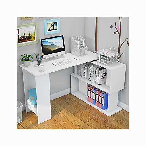 L-Shaped Computer Desk, Board Material,47 Inches Corner Desk with Hutch Bookshelf, Student Desk PC Laptop Writing Table Workstation for Home Office,Shipping from USA
