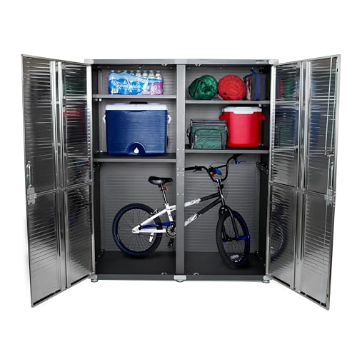 Seville Classics UltraHD Lockable Metal Storage Cabinet Organizer, 60" W x 24" D x 72" H, Graphite