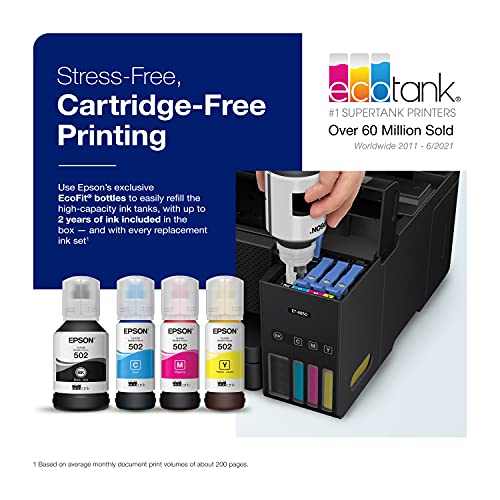 Epson EcoTank ET-4850 Wireless All-in-One Cartridge-Free Supertank Printer with Scanner, Copier, Fax, ADF and Ethernet – The Perfect Printer for Your Office - Black