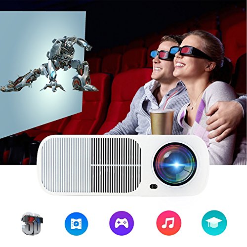 Roadwi 2600 Lumens Home Theater Projector Outdoor Movies Support HDMI VGA AV USB LED Cinema LCD Display for Kids Gaming …