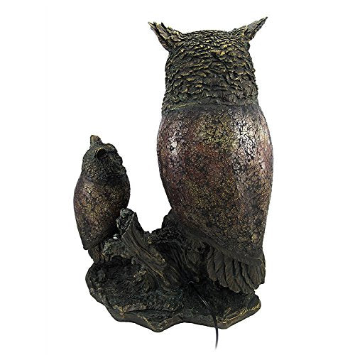 North American Large Mother Owl Baby Owl Tiffany Style Crackle Glass Glass Lamp, TL4224B