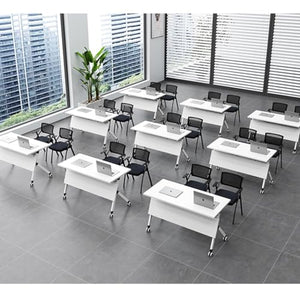 NaLoRa Flip Top Mobile Training Table with Modesty, Storage, Lockable Wheels - Modern Rectangular Seminar Desk, Folding Boardroom Table (Color: A, Size: 120 * 50 * 75cm)