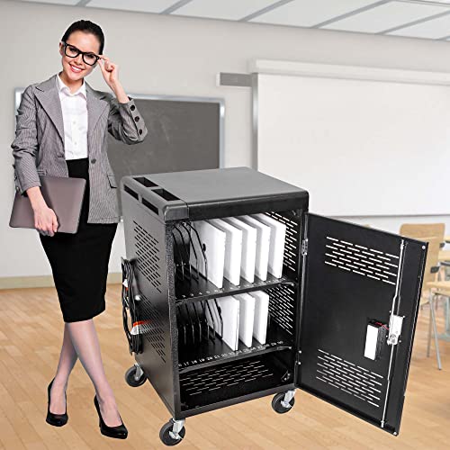 30 Device Laptop Charging Cart for Chromebook Storage - Classroom Charging Station for 30 Chromebook and Laptop Under 14 Inch Screen - Laptop Charging Station with 2 Power Strips with 15 Outlets Each